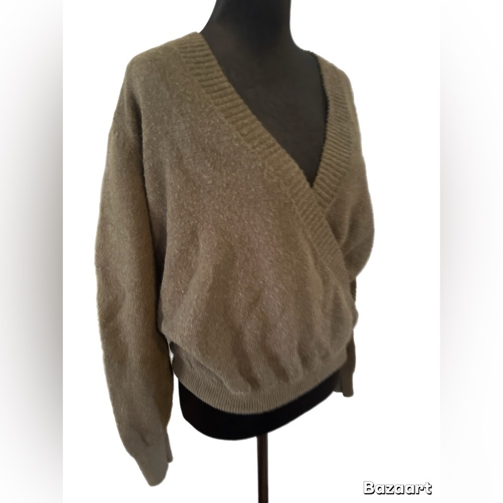 Women's Olive Green Wrap Sweater Medium